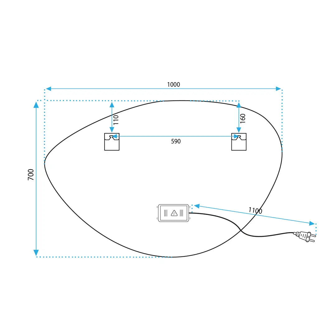 ΚΑΘΡΕΦΤΗΣ ΤΟΙΧΟΥ LED ΜΕ ΛΕΙΤΟΥΡΓΙΑ BLUETOOTH 70x100cm ΟΜΙΧΛΗ