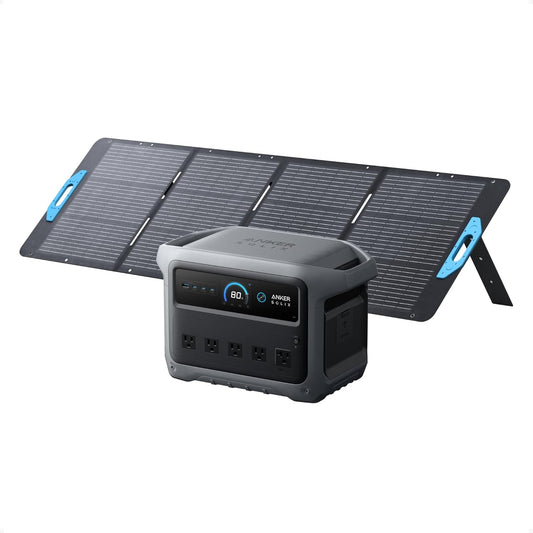 Anker SOLIX C1000 Gen 2 Portable Power Station with 200W Solar Panel, 2,000W (Peak 3,000W) Solar Generator, Full Charge in 49 Min, 1,024Wh LiFePO4 Battery for Home Backup, Power Outages, and Camping