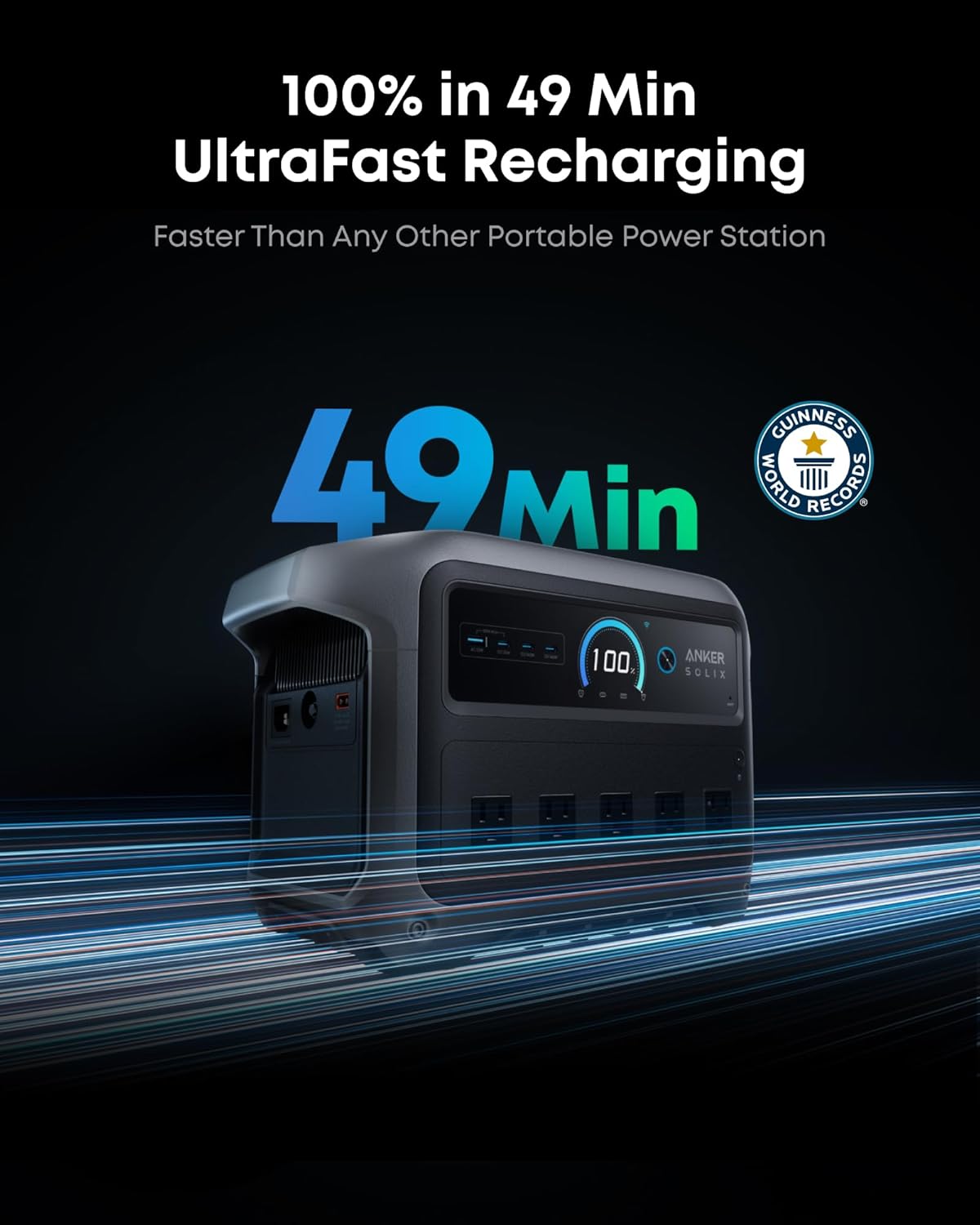 Anker SOLIX C1000 Gen 2 Portable Power Station with 200W Bifacial Solar Panel, 2,000W (Peak 3,000W) Solar Generator, Full Charge in 49 Min, 1,024Wh LiFePO4 Battery