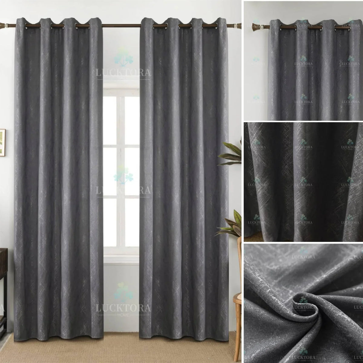 AD6015-1 Γκρί Σκούρο- Με Κρίκο -140X270CM