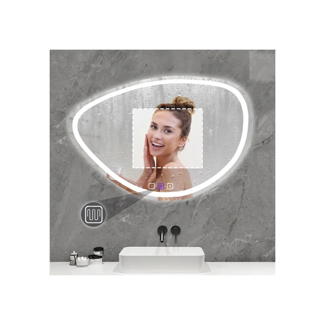 ΚΑΘΡΕΦΤΗΣ ΤΟΙΧΟΥ LED ΜΕ ΛΕΙΤΟΥΡΓΙΑ BLUETOOTH 70x100cm ΟΜΙΧΛΗ